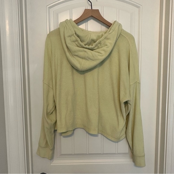 Free People Oversized Hoodie Sweatshirt Green Terry Cloth Beach Size Small - Picture 4 of 6